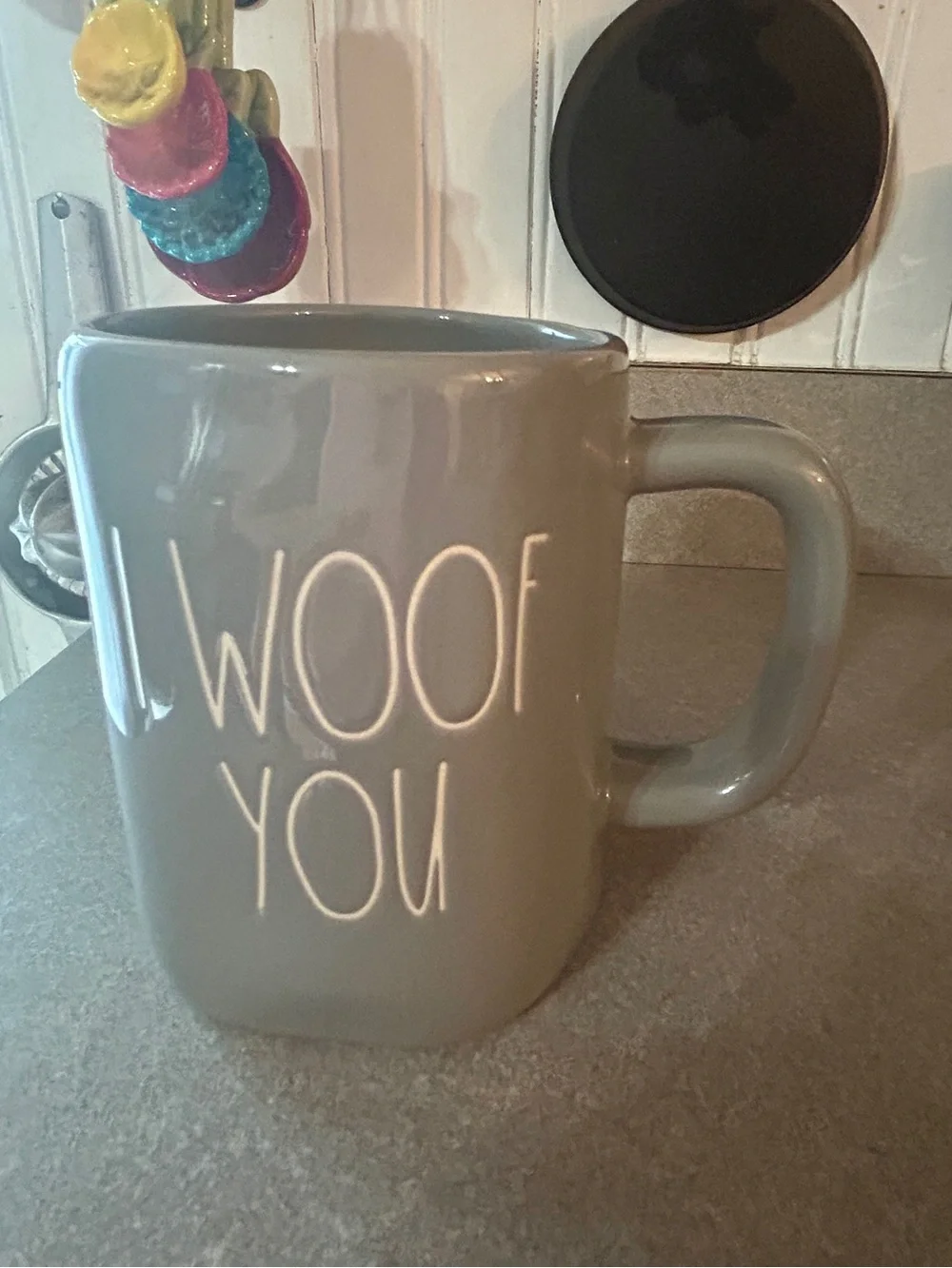 Rae Dunn Gray 'I WOOF YOU' Ceramic Mug